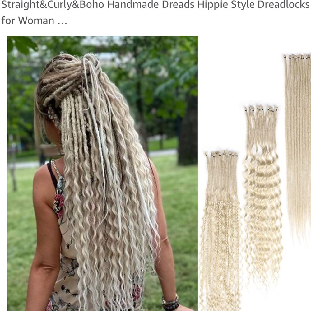 Cream Wavy Hair Extensions and Dreadlocks